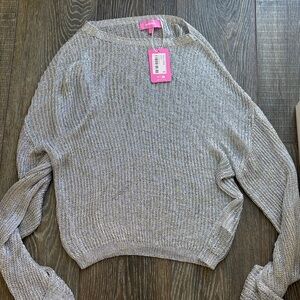 edikted silver shirt sweater sheer